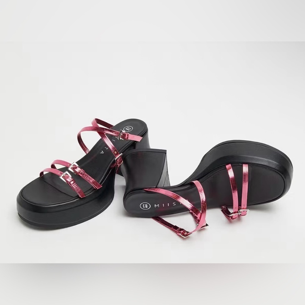 E8 by Miista Nara Pink Metallic Sandals Size 6.5 NIB